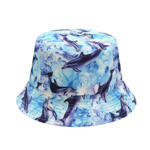 Beach Dolphins Pattern Unisex Bucket Hat M 56-58cm Colorful Sun Hat